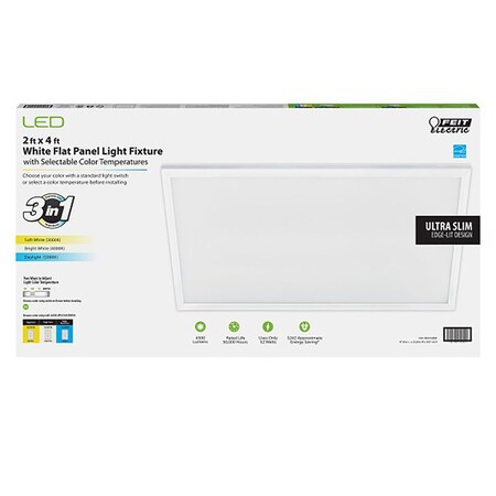 Feit Electric Feit EDGELIT 1 in. H X 24 in. W X 48 in. L Frost White LED Flat Panel Light Fixture FP2X4/6WY/WH